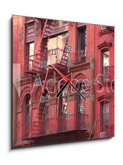 Obraz s hodinami 1D - 50 x 50 cm F_F103342306 - New York City / Fire escape - New York City / Požární únik