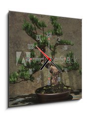 Obraz s hodinami 1D - 50 x 50 cm F_F104394182 - Decorative Bonsai Tree - Dekorativní strom bonsai