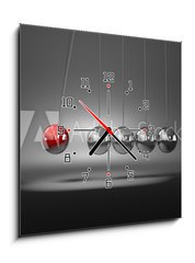 Obraz s hodinami   Metallic Balls Mechanism, 50 x 50 cm