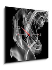 Obraz s hodinami 1D - 50 x 50 cm F_F107367983 - Smoke abstract, isolated on black background. - Kouř abstraktní, izolovaných na černém pozadí.
