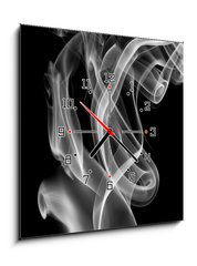 Obraz s hodinami 1D - 50 x 50 cm F_F107367983 - Smoke abstract, isolated on black background.