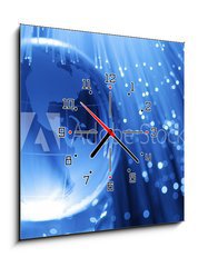 Obraz s hodinami   Earth  fiber optics, 50 x 50 cm