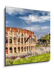 Obraz s hodinami 1D - 50 x 50 cm F_F107807294 - Panoramic view of the Colosseum and Arch of Constantine, Rome - Panoramatický výhled na Koloseum a Konstantinův oblouk v Římě