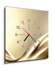 Obraz s hodinami 1D - 50 x 50 cm F_F109609788 - Fractal Abstract Gold Wave Design Background - Pozadí návrhu fraktální abstraktní zlaté vlny