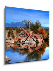 Obraz s hodinami 1D - 50 x 50 cm F_F11486623 - Desert Pond - Pouštní rybníček