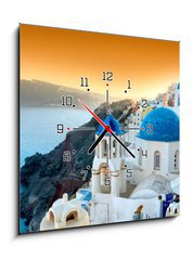 Obraz s hodinami 1D - 50 x 50 cm F_F11617163 - Santorini - Oia