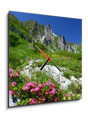 Obraz s hodinami 1D - 50 x 50 cm F_F11754961 - spring in the alps