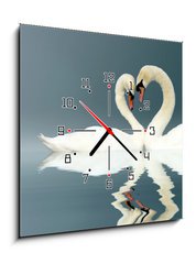 Obraz s hodinami 1D - 50 x 50 cm F_F12112158 - Love Swans