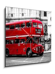 Obraz s hodinami 1D - 50 x 50 cm F_F122358644 - Londons iconic double decker bus.