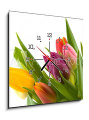 Obraz s hodinami 1D - 50 x 50 cm F_F12262368 - colored flowers - barevné květy