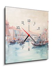 Obraz s hodinami 1D - 50 x 50 cm F_F126783584 - Art Oil-Painting Picture Venice Italy - Umělecký olej