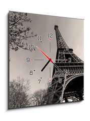 Obraz s hodinami   Tour Eiffel  Eiffel Tower, 50 x 50 cm