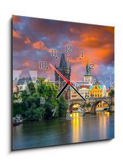 Obraz s hodinami   River Vltava at Dusk Prague Czech Republic, 50 x 50 cm