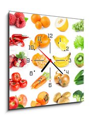 Obraz s hodinami 1D - 50 x 50 cm F_F129487630 - Fruits and vegetables - Ovoce a zelenina