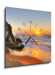 Obraz s hodinami   Sunrise Rocks, 50 x 50 cm