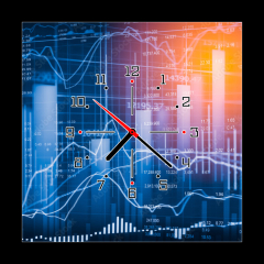 Obraz s hodinami 1D - 50 x 50 cm F_F131421720 - Stock market indicator and financial data view from LED. Double