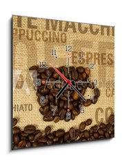 Obraz s hodinami   coffee collage, 50 x 50 cm