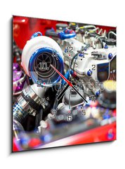 Obraz s hodinami 1D - 50 x 50 cm F_F131553011 - Engine car in vibrant and powerful.