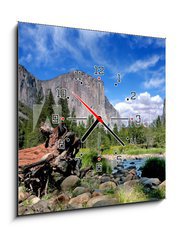 Obraz s hodinami 1D - 50 x 50 cm F_F13181871 - El Capitan View in Yosemite Nation Park - El Capitan výhled v národním parku Yosemite