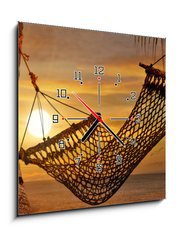 Obraz s hodinami   Sunset Hammock, 50 x 50 cm