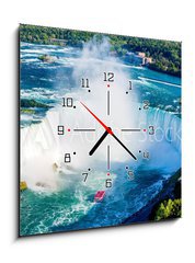 Obraz s hodinami 1D - 50 x 50 cm F_F132838674 - Niagara falls aerial view - Niagara padá letecký pohled