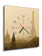 Obraz s hodinami 1D - 50 x 50 cm F_F13662388 - View on the Eiffel Tower