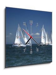 Obraz s hodinami   start of a sailing regatta, 50 x 50 cm