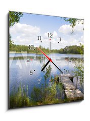 Obraz s hodinami   summer lake, 50 x 50 cm