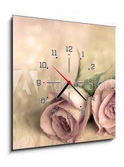 Obraz s hodinami 1D - 50 x 50 cm F_F13808846 - zwei rosen - dvě růže