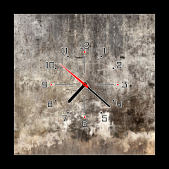 Obraz s hodinami 1D - 50 x 50 cm F_F138386039 - Dirty wall with broken cement plaster.
