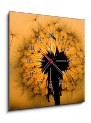 Obraz s hodinami 1D - 50 x 50 cm F_F14129993 - dandelion in peaceful evening - pampeliška v klidném večeru