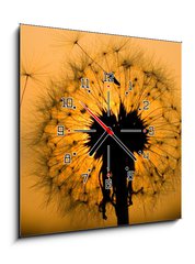 Obraz s hodinami 1D - 50 x 50 cm F_F14129993 - dandelion in peaceful evening - pampelika v klidnm veeru