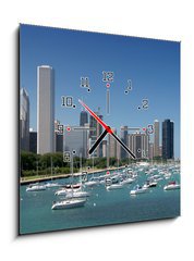 Obraz s hodinami 1D - 50 x 50 cm F_F14134092 - Waterfront,CHICAGO_USA
