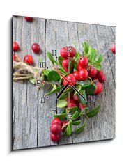 Obraz s hodinami 1D - 50 x 50 cm F_F141541258 - Bunch of red cowberry