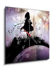 Obraz s hodinami 1D - 50 x 50 cm F_F141904657 - Evening in the magical Forest cartoon character in the real world silhouette art photo manipulation