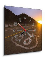 Obraz s hodinami 1D - 50 x 50 cm F_F14224539 - Historical route 66 - Historická trasa 66