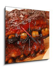 Obraz s hodinami 1D - 50 x 50 cm F_F14506041 - Slabs of BBQ Spare ribs