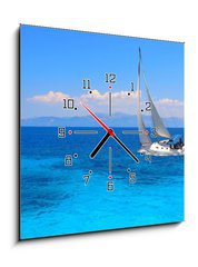 Obraz s hodinami 1D - 50 x 50 cm F_F14821567 - Sailing yacht