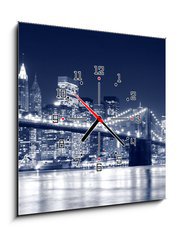 Obraz s hodinami   Brooklyn Bridge and Manhattan skyline At Night, New York City, 50 x 50 cm