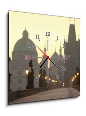 Obraz s hodinami   prague charles bridge, 50 x 50 cm