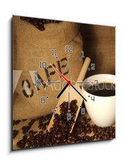 Obraz s hodinami 1D - 50 x 50 cm F_F15535460 - Frischer Kaffee - Čerstvá káva