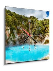 Obraz s hodinami 1D - 50 x 50 cm F_F15576886 - Hot thermal spring, New Zealand - Teplý pramen, Nový Zéland