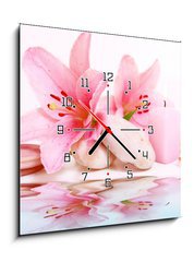 Obraz s hodinami 1D - 50 x 50 cm F_F15620991 - wasser, wellness
