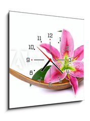 Obraz s hodinami 1D - 50 x 50 cm F_F15641215 - Beautiful lily flower