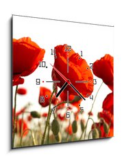 Obraz s hodinami 1D - 50 x 50 cm F_F15661421 - Red poppies