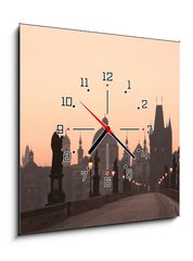 Obraz s hodinami   prague charles bridge, 50 x 50 cm