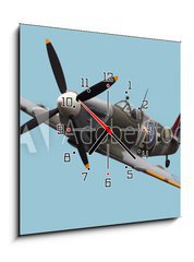 Obraz s hodinami 1D - 50 x 50 cm F_F15824540 - Isolated Spitfire - Izolovan Spitfire