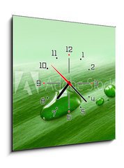 Obraz s hodinami 1D - 50 x 50 cm F_F15900039 - Leaf, Blatt, Tropfen