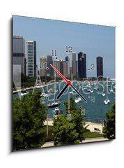 Obraz s hodinami 1D - 50 x 50 cm F_F15938614 - Chicago Summer Panorama