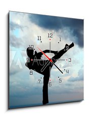 Obraz s hodinami   Kung fu at the edge, 50 x 50 cm